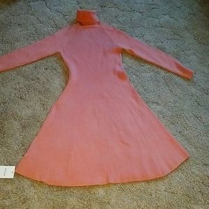 Turtleneck fit and flare pink knit sweater dress size Small